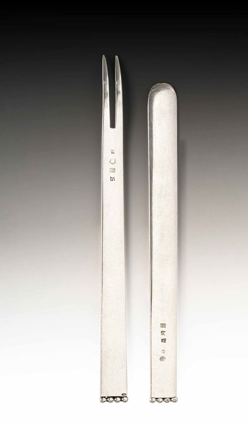 Josef  Hoffmann - Butter Knife and Crayfish Fork From the &quot;Flat Model&quot; Cutlery Serie | MasterArt